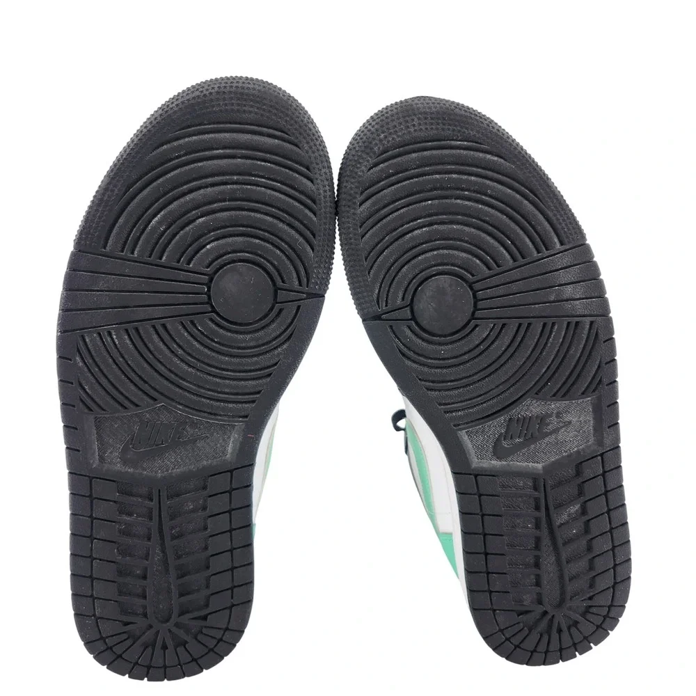 Nike Air Jordan 1 Low Green Glow Mens 8 White‎ Black 553558-131 Basketball Shoes